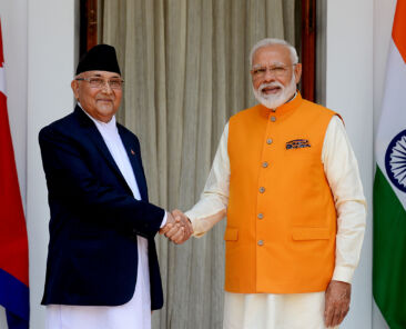 New Delhi, May 31 (ANI): Prime Minister Narendra Modi meets Prime Minister of Nepal K.P. Sharma Oli at Hyderabad House in New Delhi on Friday. (ANI Photo/R. Raveendran)