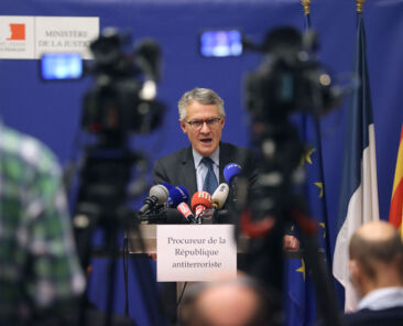 French anti-terrorism state prosecutor Jean-Francois Ricard delivers a press conference on October 29, 220, in Nice, southeastern France, after man wielding a knife killed three people in the Basilica of Notre-Dame in the heart of the Mediterranean city. - A knife attacker killed three people, cutting the throat of at least one woman, inside a church in Nice on October 29, in what France has called an Islamist terrorist attack. (Photo by Valery HACHE / AFP) (Photo by VALERY HACHE/AFP via Getty Images)