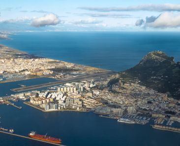 A bird's-eye view of the Gibraltar Airport Runway