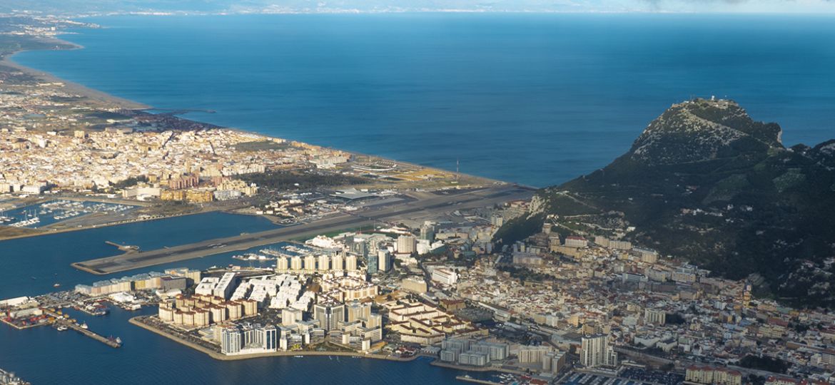 A bird's-eye view of the Gibraltar Airport Runway