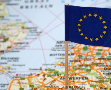 European-Union-flag-on-Europe-map