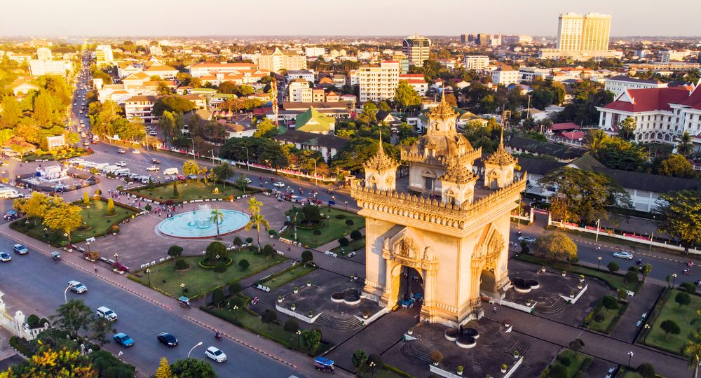 Vientiane,Laos,,Sunrise,In,The,Morning,At,At,Patuxai.,Top