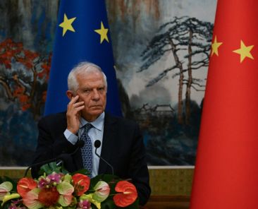 EU High Representative for Foreign Affairs and Security Policy Josep Borrell attends EU-China High-Level Strategic Dialogue at the Diaoyutai State Guest House in Beijing, China, on October 13, 2023. Pedro Pardo/Pool via REUTERS