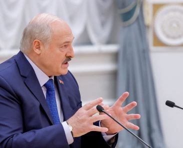 FILE PHOTO: Belarusian President Alexander Lukashenko attends a press conference in Minsk, Belarus July 6, 2023. REUTERS/Maxim Shemetov/File Photo