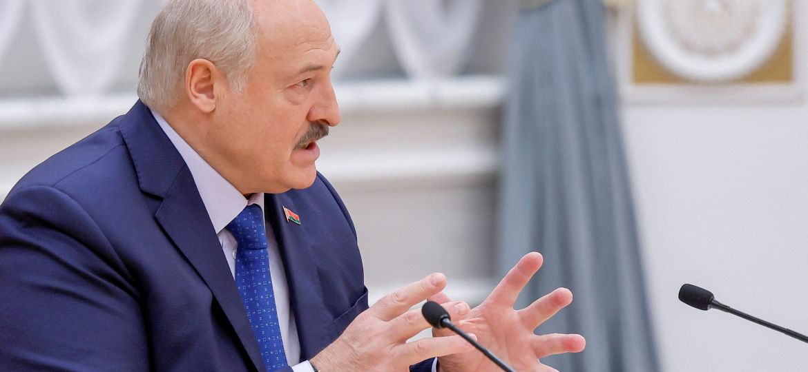 FILE PHOTO: Belarusian President Alexander Lukashenko attends a press conference in Minsk