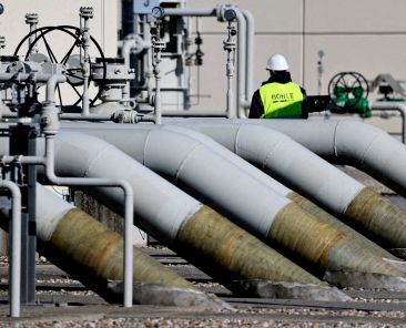 FILE PHOTO: Pipes at the landfall facilities of the 'Nord Stream 1' gas pipeline are pictured in Lubmin, Germany, March 8, 2022. REUTERS/Hannibal Hanschke/File Photo