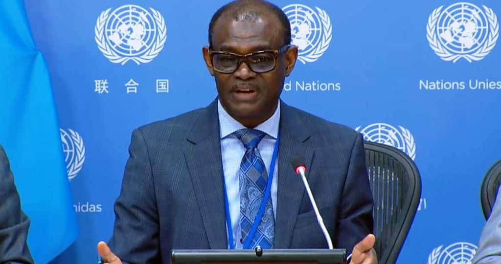 Sudans-Ambassador-to-the-UN-Alharith-Idris-speaks-to-reporters-on-May-12-2023