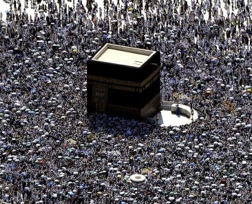 An aerial view shows the Kaaba at the Grand mosque in the holy city of Mecca, on October 27, 2012. Muslims worldwide celebrate the Eid al-Adha or the Feast of the Sacrifice, marking the end of the hajj pilgrimage to Mecca and commemorating Abraham's willingness to sacrifice his son Ismail on God's command. AFP PHOTO/FAYEZ NURELDINE (Photo credit should read FAYEZ NURELDINE/AFP/Getty Images)